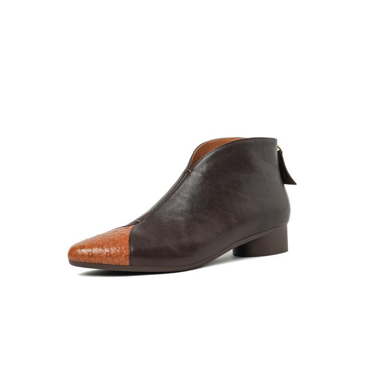 Fashion NEW Autumn/Winter Women Boots Round Toe Chunky Heel Shoes Genuine Leather Shoes for Women Soft Ankle Boots Elegent Modern Boots