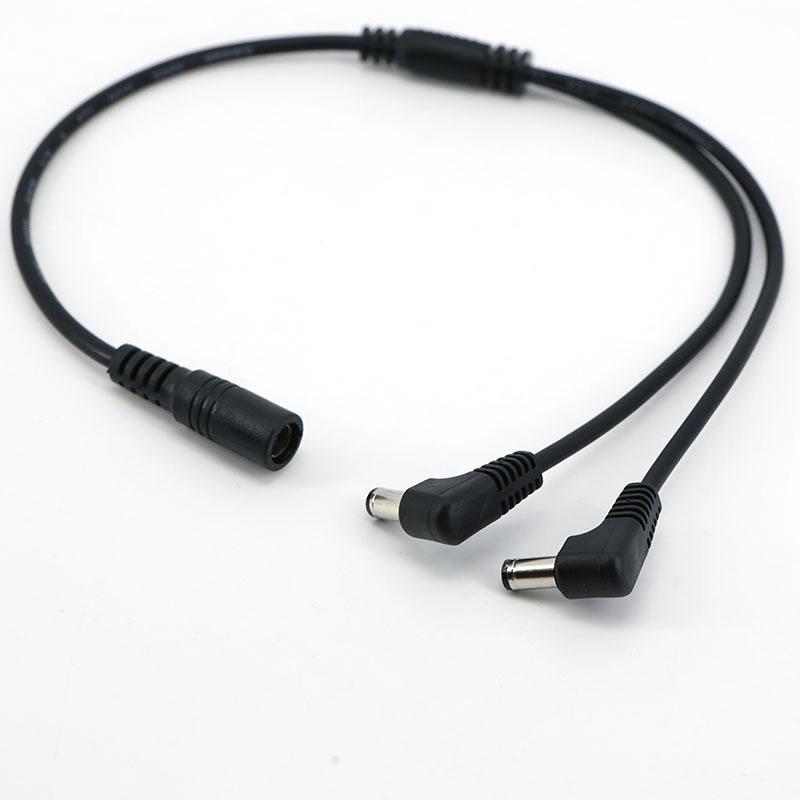 DC 1 Female to 2 way right Angled Male 5.5x2.1mm Power Splitter Adapter Plug Cable 12V For CCTV Camera LED Strip Light Connector