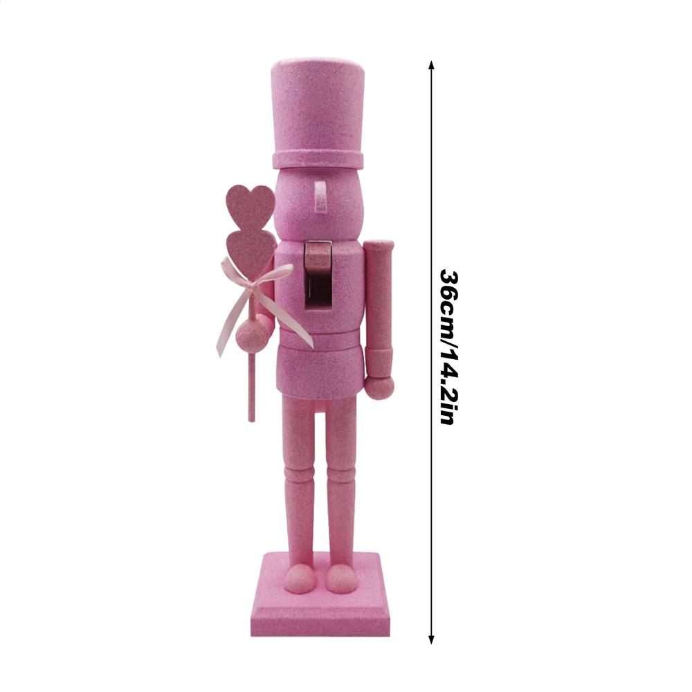 

Wooden Heart Nutcracker Figurines Valentine s Day Red Pink Nutcracker 14.2 Inch Love Soldier Figure Wooden Couple Desktop Decor розовый
