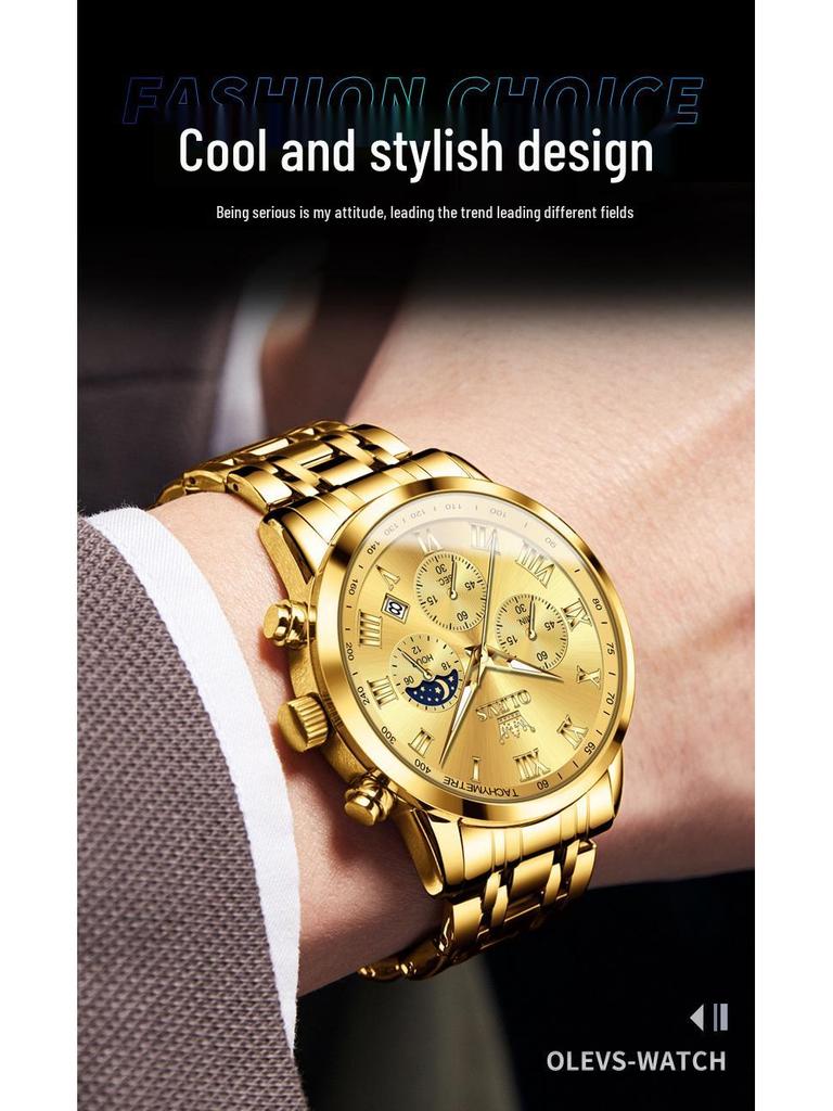 Oliss Men's Multifunctional Luminous Chronograph Watch - Celebrity Endorsed, Waterproof Quartz