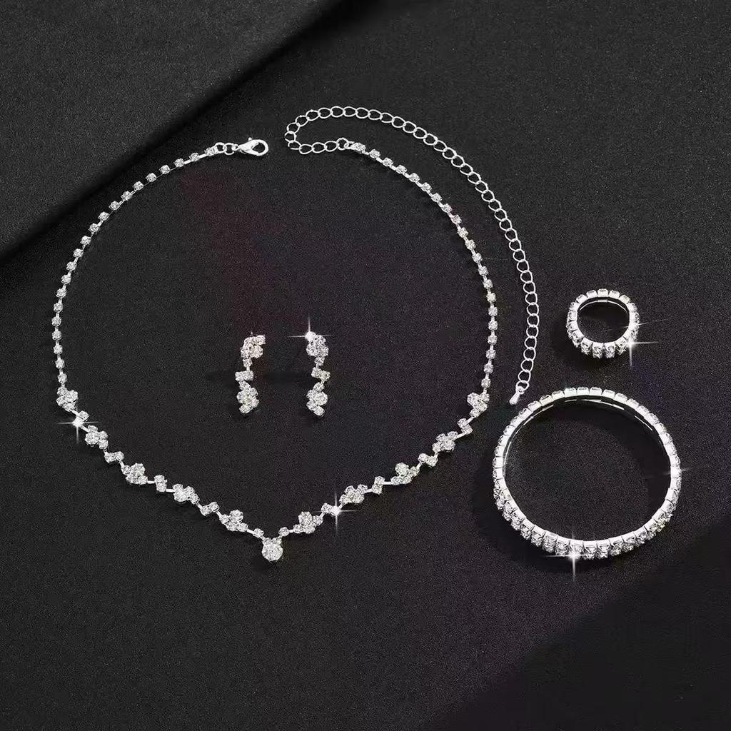 Elegantní mezikontinentální svatební souprava náhrdelníku a náušnic s kamínky