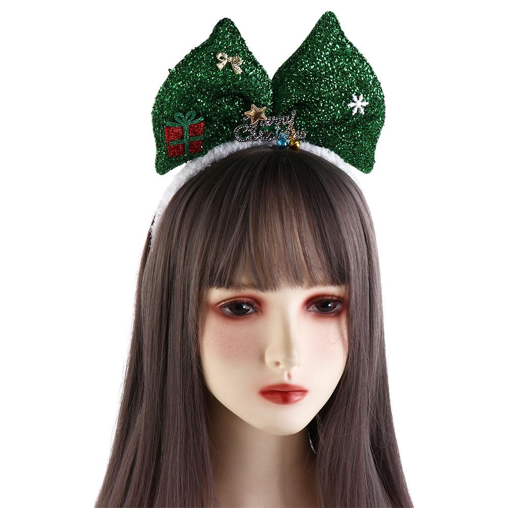 Shiny Christmas Hairband Plush Christmas Headband Cute Bowknot Hair Hoop  Cosplay