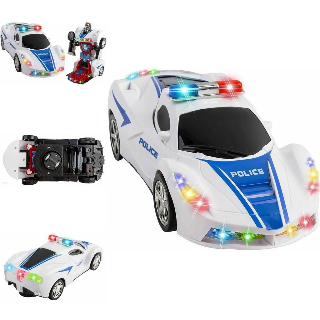 Exciting Deformable Robot Police Car Toy With Flashing Lights And Sounds For Kids
