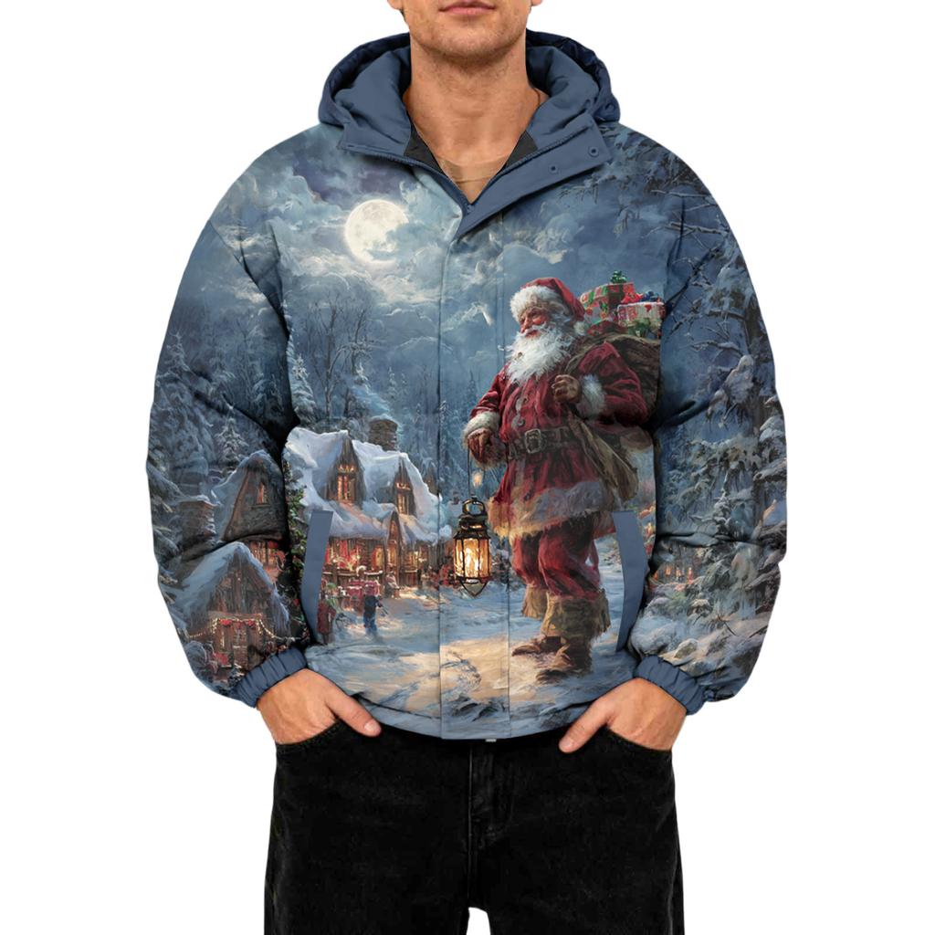 Men's Oversized Casual Down Jacket With Long Sleeves And Hood