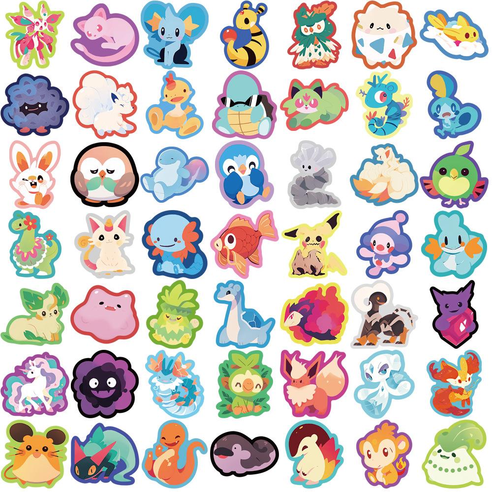 50 Colored Pokemon Graffiti Stickers Personalized Decorative Guitar Laptop Suitcase DIY Waterproof Stickers