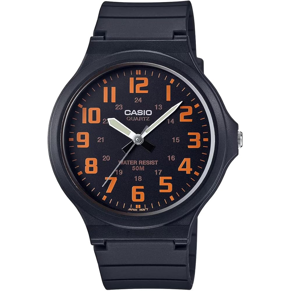 Casio Standard Analog Quartz Watch MW-240-4BV Men s Black Orange 38mm No Box