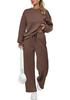 2026 Women's Fall/Winter Long Knitted Two-Piece Set with Long Sleeve Top and Wide-Leg Lace-Up Pocket Pants