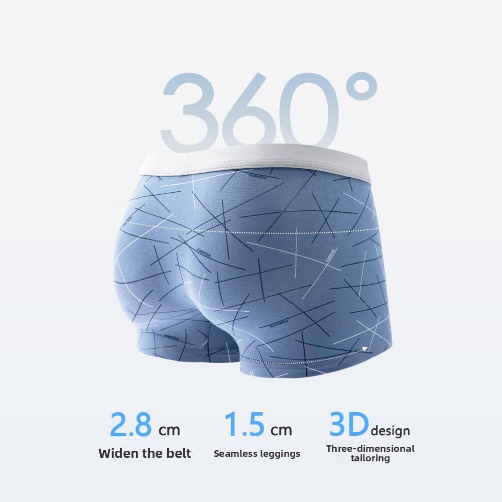 Plus Size Men's Spring and Summer Striped Cotton Breathable Mid Waisted Flat Briefs