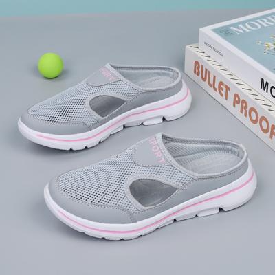 Women Slippers Breathable Mesh Casual Flat Shoes Outdoor Home Lightweigh Solid Slip On Couple Shoes Walking Sport Sandals