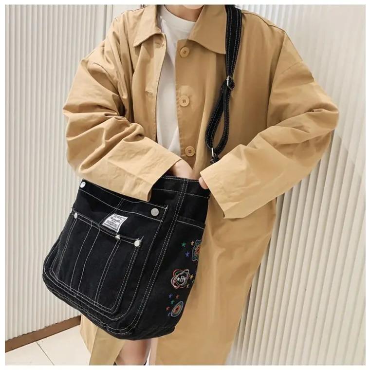 Vintage Denim Handbag Women Retro Grunge Print Punk Casual Crossbody Bags Female Harajuku  Messenger Bag Aesthetic