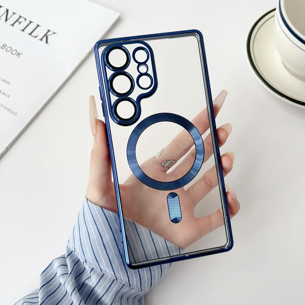 Luxury Plating For Magsafe Magnetic Case For Samsung S25 S24 S23 S22 S21 S20 FE Ultra Plus A06 A16 A55 A35 A25 A15 Clear Cover