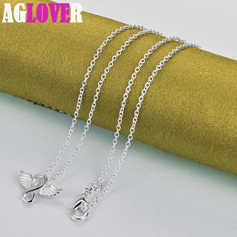 925 Sterling Silver Angel Wings Pendant Necklace Jewelry