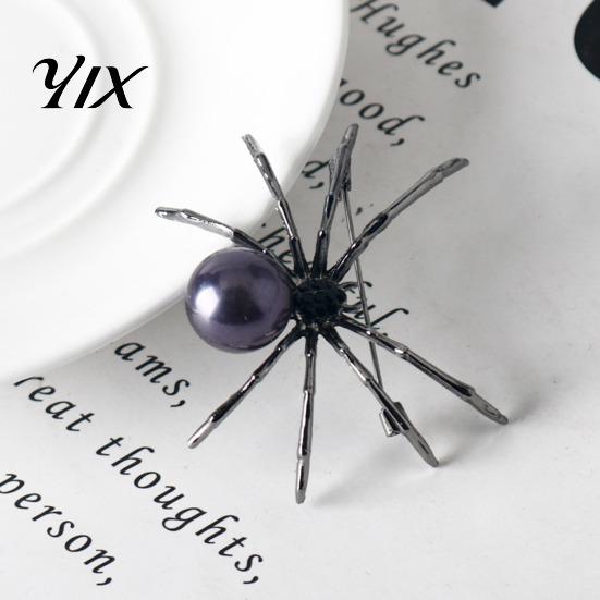 Gold Spider Lapel Pin Brooch for Women Men, Faux Crystal Gothic Dainty Hat Insect Brooch, Halloween Punk Vampire Costume Accessories Cosplay