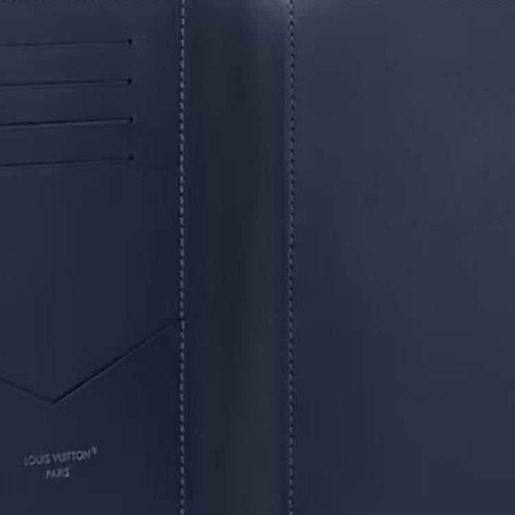 Louis Vuitton Passport Cover Navy Blue Monogram Shadow Embossed Calf Leather Men Wallets M14792