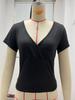 T-shirt Bodycon Scollo a V Dimagrante Stile Europeo-Americano - Moda Primavera/Estate 2025