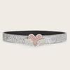 Adjust Belt with Heart&Wing Buckle for Girl Full Sequins Belt for Jeans Cowgirl