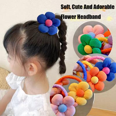 1PC New Sweet Fill Cotton Flowers Girls  Elastic Hair Bands  Cute Hair Ties Princess Hair Accessories Baby Headwear
