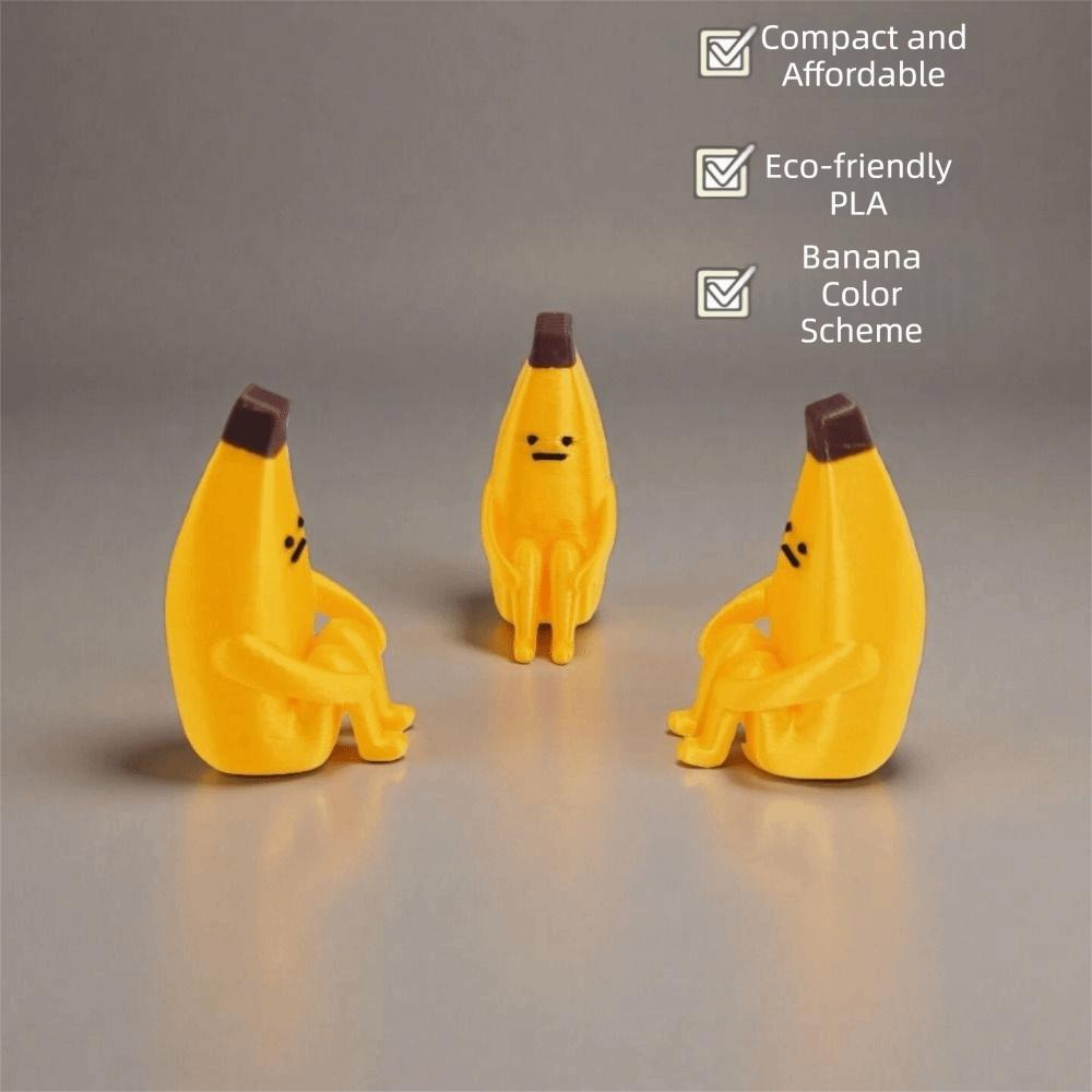 PLA Material Anxious Banana Ornaments Yellow Mini Model Desktop Toys Home Decoration