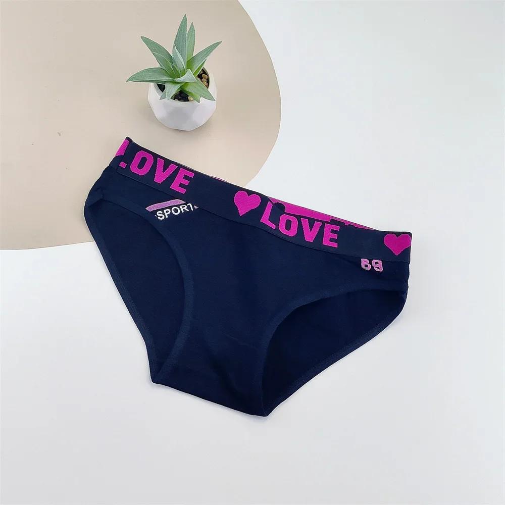 6Pcs Sweet Heart Cotton Panties Women High Quality Cute Cartoon Female Girls Briefs Breathable Mid-waist Ladies Sexy Underpants