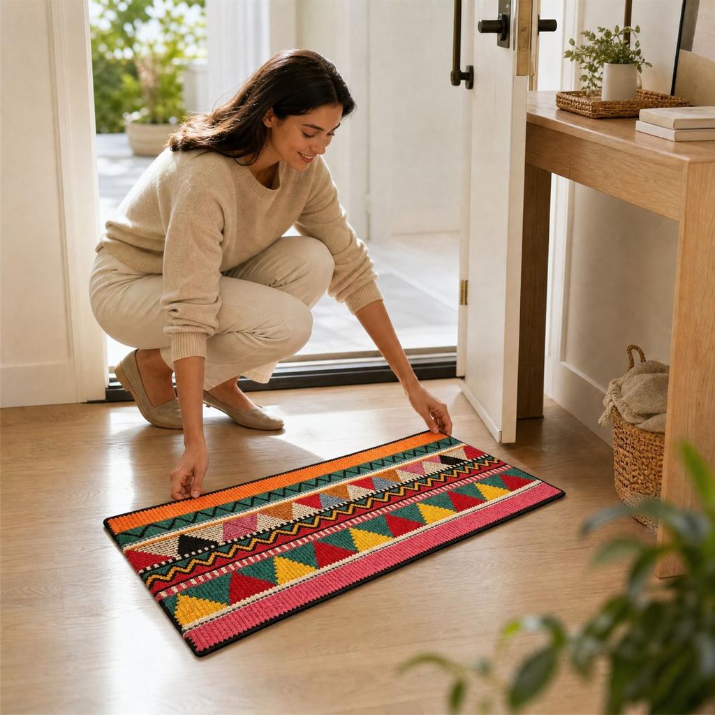 Decorative Woven Area for Living Room Bedroom Entryway Indoor Home Floor Decor