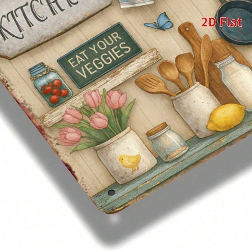 Vintage Eat Your Vegetables Metal Wall Sign 11.81x7.87 Inch Retro Farmhouse Kitchen Tin Plaque Home Decor