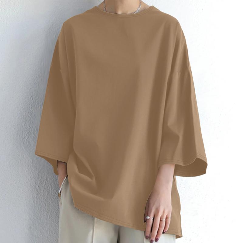 

ZANZEA Женская повседневная блузка с круглым вырезом и рукавом 3/4 5XL хаки
