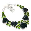 Natural Moss Agate Peridot Necklace 18" Adjustable Chain Gemstone Jewelry PT 412