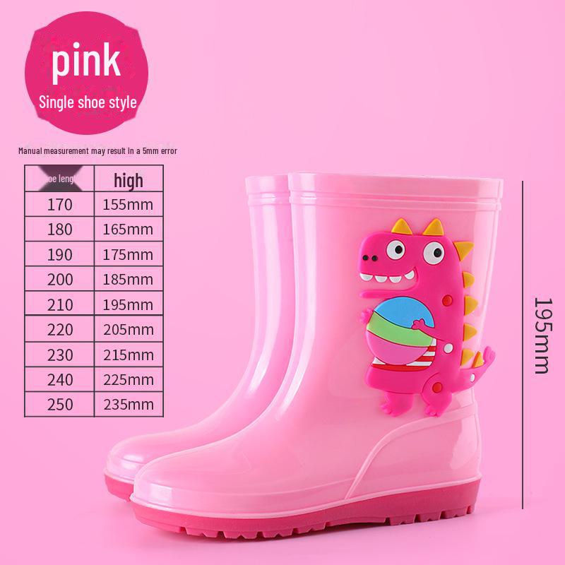 "Dinosaur Kids' Mid-Tube Rain Boots for Boys and Girls"