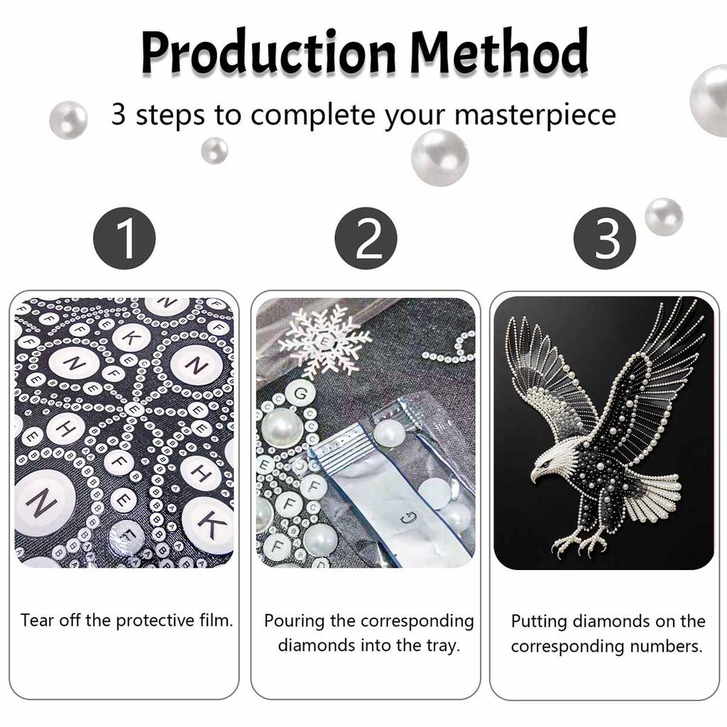 5D DIY Pearl Diamond Painting Kit Majestic Eagle Full Drill Embroidery Mosaic Art Home Wall Decor Gift