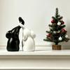 Smooth Finish Couples Elephant Statue Niche Style Loving Figurine  Animal Art Decor