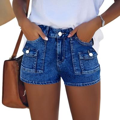 Pantaloni scurți la modă cu talie înaltă, versatili, din denim clasic pentru femei