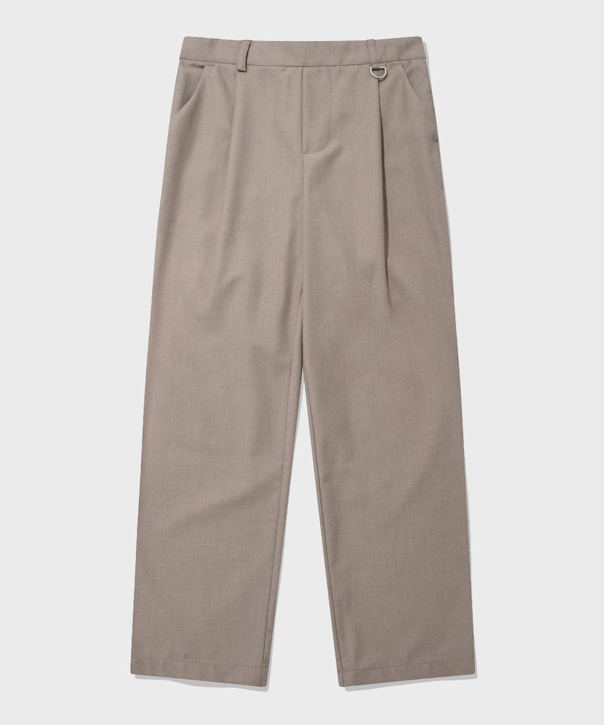 FALLETT Minimal Elastic Waist Wide Pants Beige