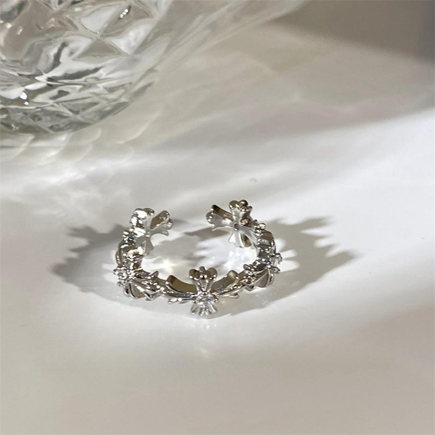 Over 120 Styles Korean style zircon diamond ring women's 925 sterling silver spring and summer niche light luxury high-end index finger ring open ring