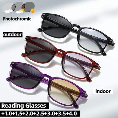 Gafas de Sol Unisex de Moda Nueva con Montura Cuadrada Fotocromáticas para Presbicia 2 en 1 Lentes de Color Gradiente Gafas de Lectura UV Hasta +4.0