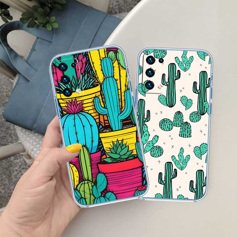 UP49 Watercolour Cacti Transparent Phone Case for Motorola Moto G7 G8 G9 G84 G85 G73 G24 G15 Z2 Play Power Plus
