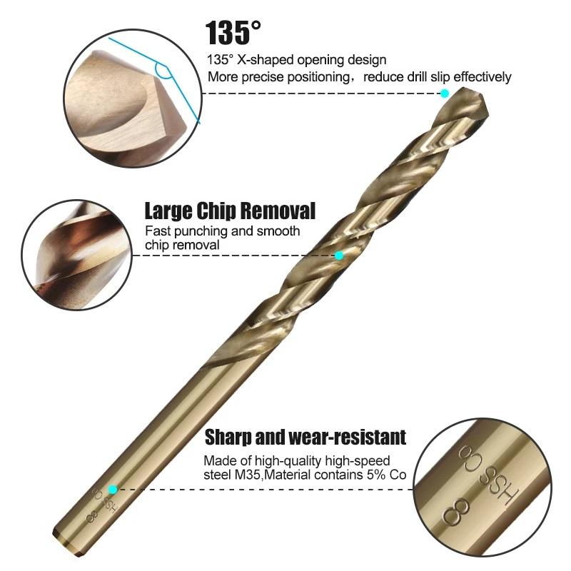 Metal Drill Cobalt Twist Drill Bit Set 1-13mm HSS M35 Stainless Steel Twist Drills The Whole Ground Metal Reamer Hole Tools
