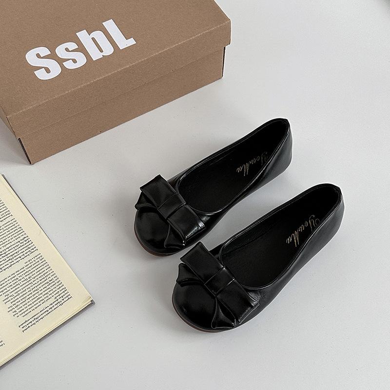 

Французская классика нежный стиль универсальные туфли Мэри Джейн с круглым носком женские летние с бантом для работы женские одинарные туфли балетки 35