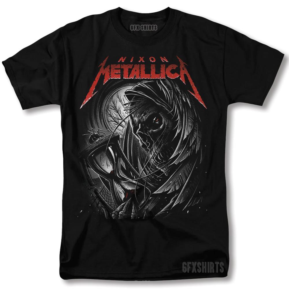 Metallica Nixon Часы Рубашка Хэви-метал Рок-тур Винтажный Графический Дизайн Футболка Унисекс Футболка XXL