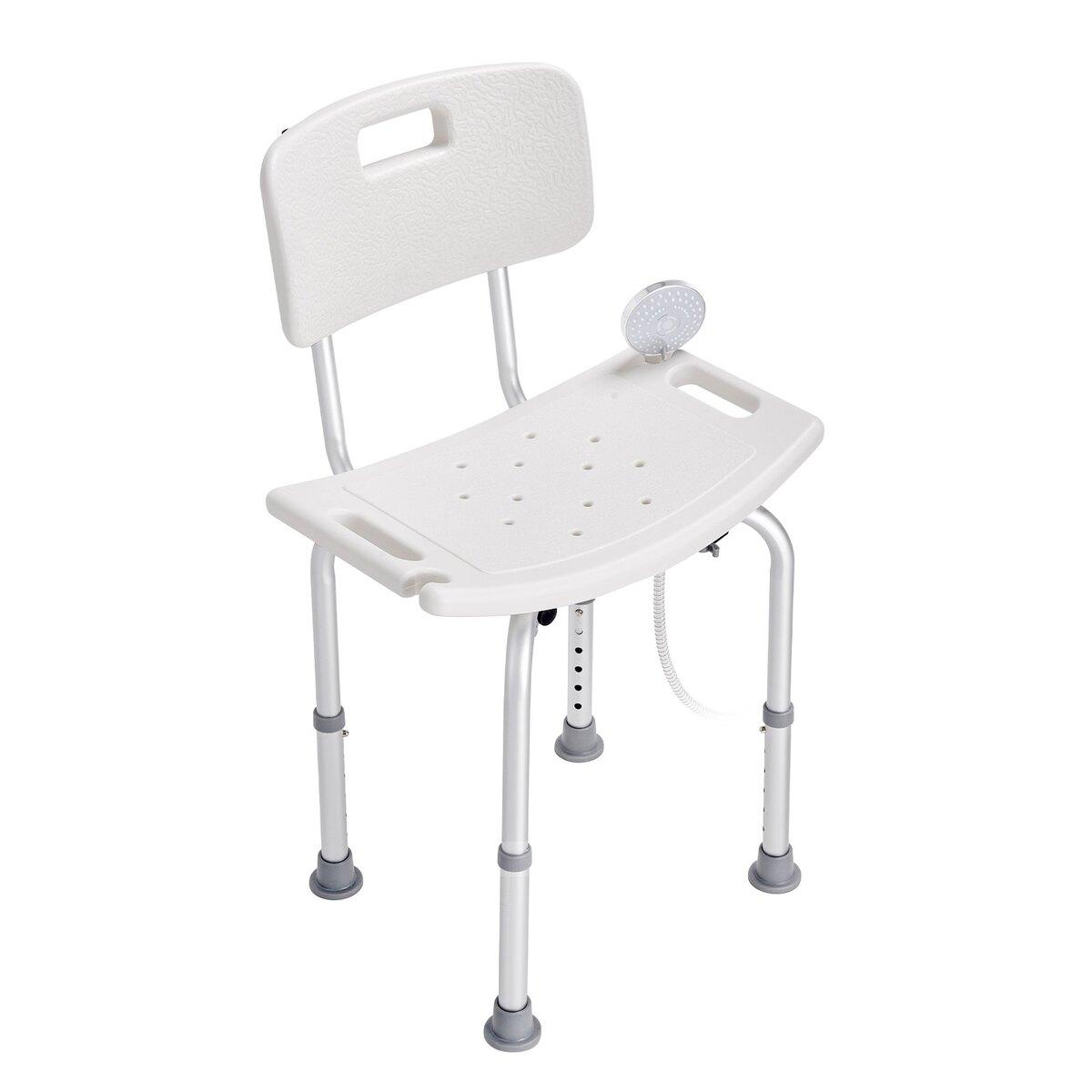 Chaise de douche, Siège de douche avec dossier, Tabouret de douche réglable en hauteur, Chaise de douche pour l'intérieur de la douche Baignoire, Banc de salle de bain antidérapant Chaise de bain pour
