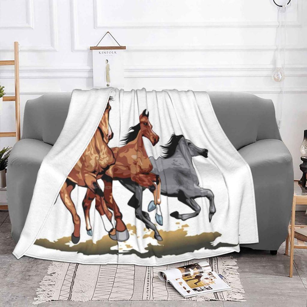 Running Horses-Gift For Horse Lovers All Sizes Soft Cover Blanket Home Decor Bedding Running Horses Galloping Horses Wild