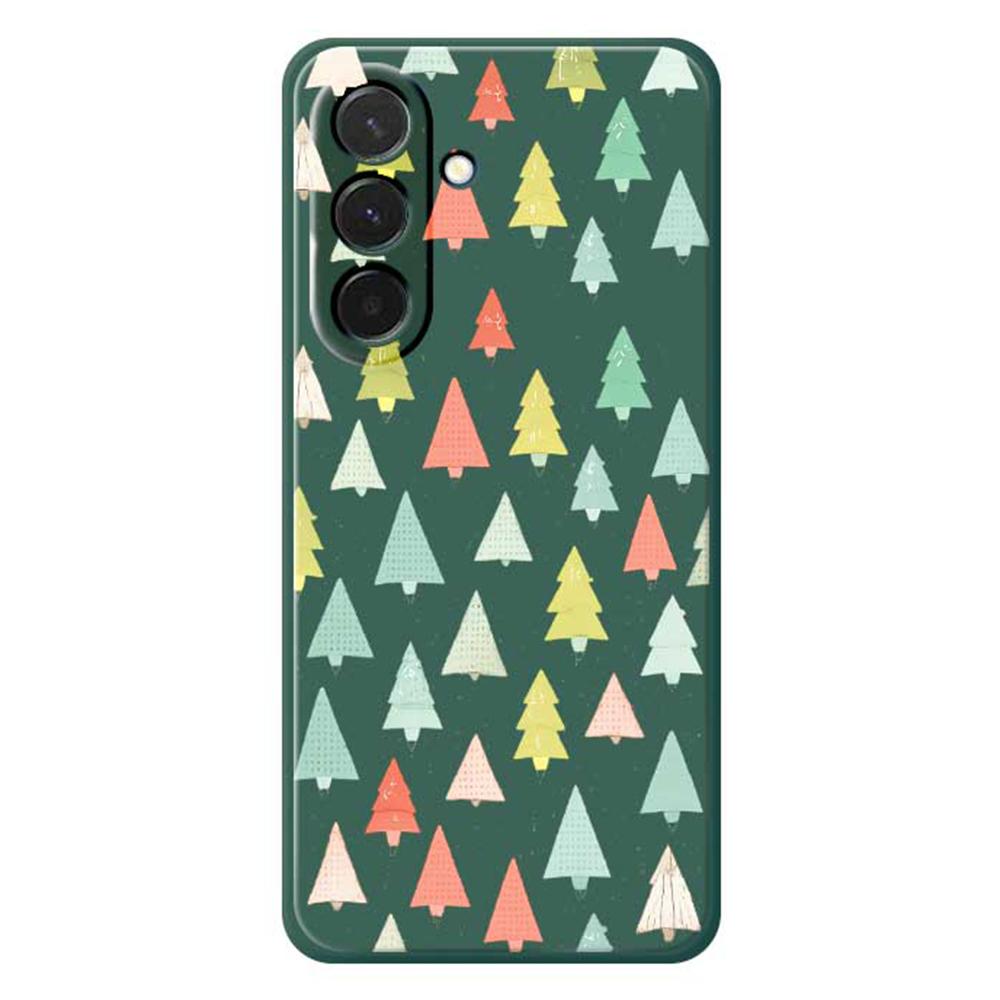 

For Samsung Galaxy A36 5G Case Colorful Trees Pattern Printing Straight Edge TPU Phone Back Cover Green