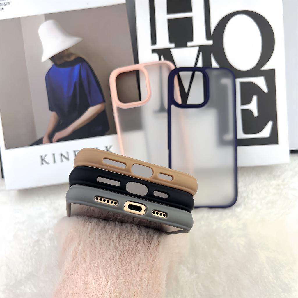 For iPhone 16 Pro Case Curved Frame PC + TPU Phone Cover Anti Drop Protection