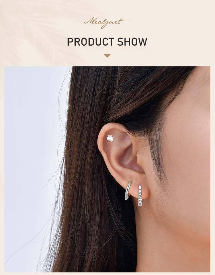Cubic Zirconia Circle Hoop Earrings For Women, 3pcs Stack Set Earring, Cartilage Earring Multiple Piercing Jewelry