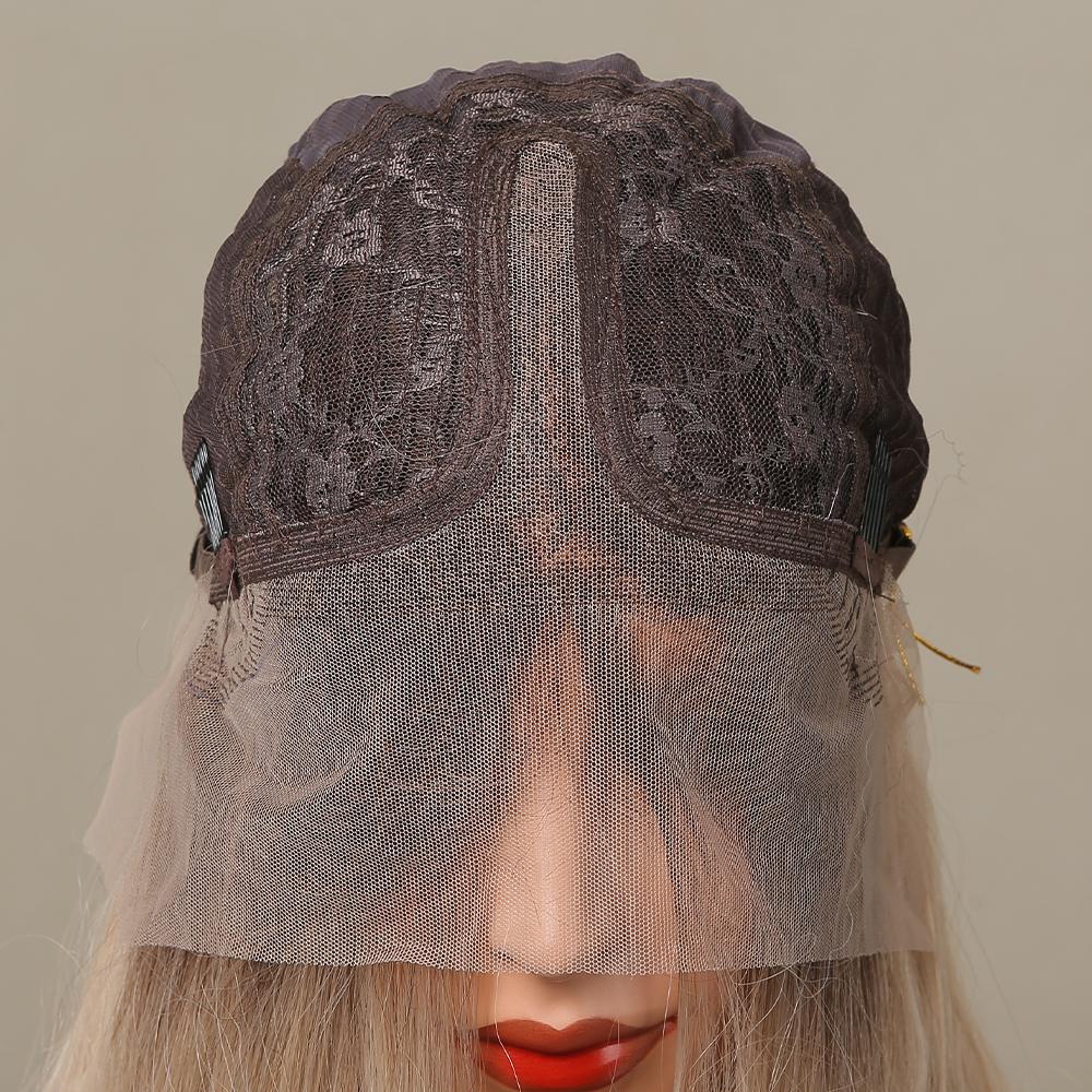 ALAN EATON Blond blonderfront syntetisk parykk Lang krøllete bølge Cosplay blonderfrontal hårparykk for hvite kvinner Afro Ombre bølgete varmebestandig