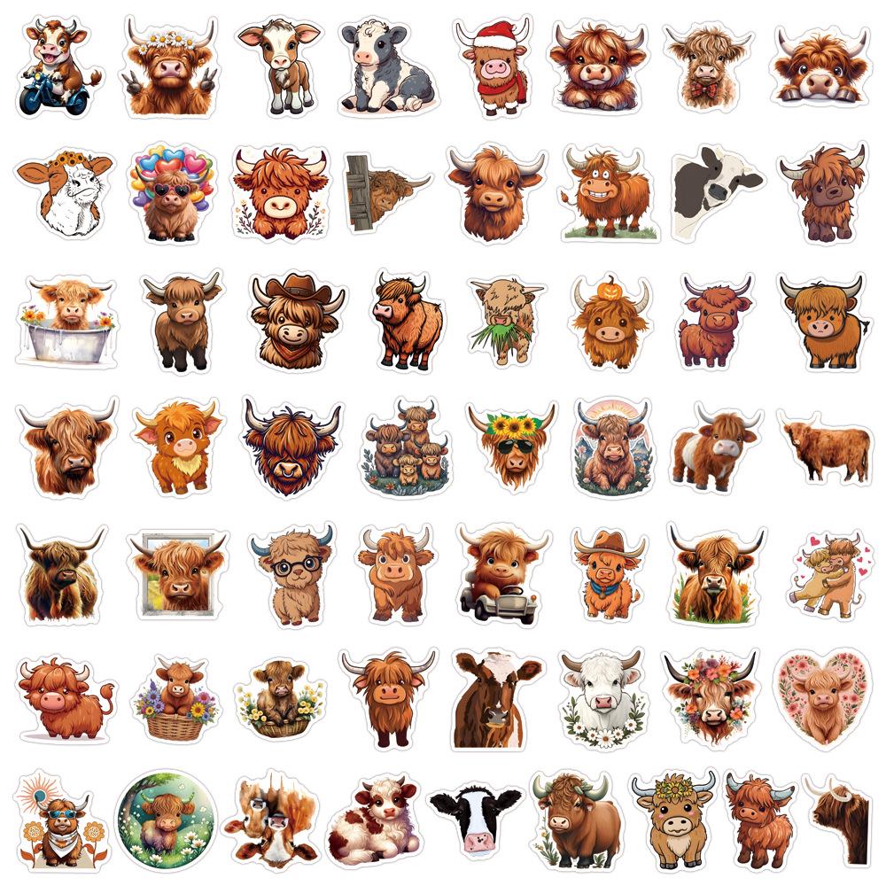 

55 Cartoon Cow Stickers: Waterproof Decorations for Stationery, Planners, Bottles, and Computers