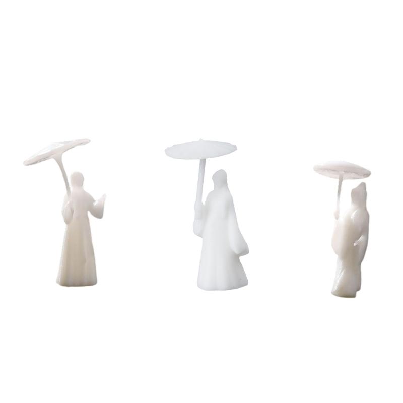 

Chinese Historical Umbrella Girls Sculptures Traditional Ancient Minaitures Ornaments Set of 3 for Collectors Decoration 1