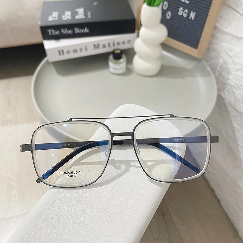 Danish Brand Design Ultralight Pure Titanium Double Beams Eyeglasses Screwless Double Bridge Square Men Women Glasses Frame Demo Lens прозрачный