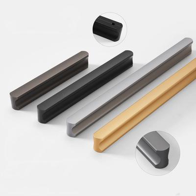 Aluminum Alloy Wardrobe Door Extended Handle Simple Black Gold Drawer Knob Gray Cabinet Furniture Handle Home Decoration
