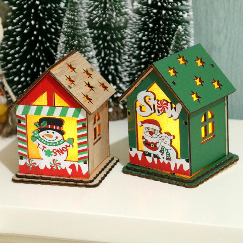 Christmas Gift Decorations Christmas Wood House Children's Handmade DIY Christmas Tree Decoration Cabin