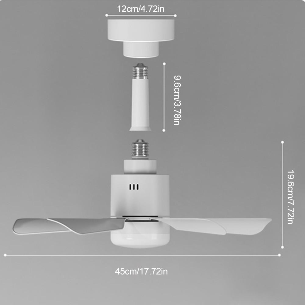 Three Wind Speed Electric Ceiling Fan Light E27 Socket Fan Lamp Living Room Bedroom Dimmable RGB Lighting Ceiling Fan